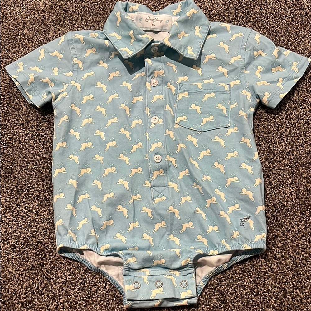 SweetHoney Light Blue Bunny Print Bodysuit